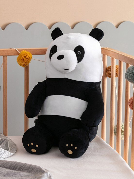 We Bare Bears Figürlü İç Dolgulu Bebek Kırlent 50 cm SİYAH BASKILI