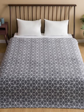 Desenli Wellsoft Çift Kişilik Battaniye 200x220 Cm GRİ