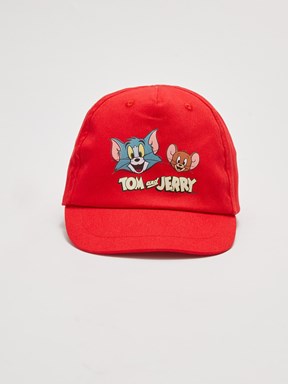 Tom ve Jerry Baskılı Erkek Bebek Şapka KIRMIZI