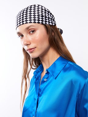 Desenli Saten Kadın Bandana 2'li BEYAZ BASKILI