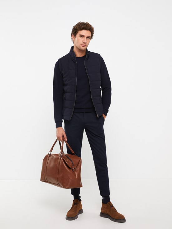 Slim Fit Dik Yaka Erkek Yelek LACİVERT