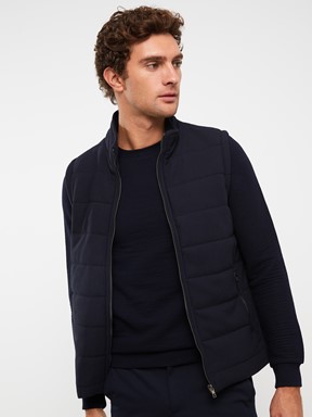 Slim Fit Dik Yaka Erkek Yelek LACİVERT