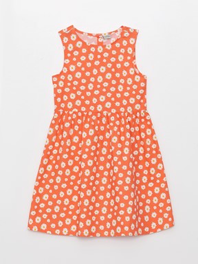 Bisiklet Yaka Desenli Kız Çocuk Elbise ŞEKER PEMBE BASK