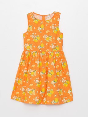 Bisiklet Yaka Desenli Kız Çocuk Elbise ŞEKER PEMBE BASK