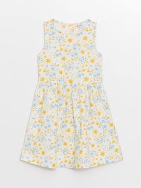 Bisiklet Yaka Desenli Kız Çocuk Elbise ŞEKER PEMBE BASK