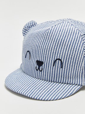 Çizgili Erkek Bebek Şapka MAVİ ÇİZGİLİ
