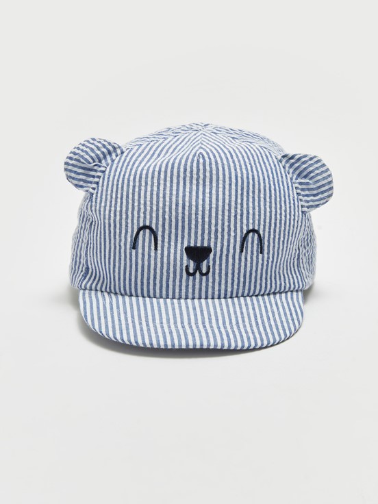 Çizgili Erkek Bebek Şapka MAVİ ÇİZGİLİ