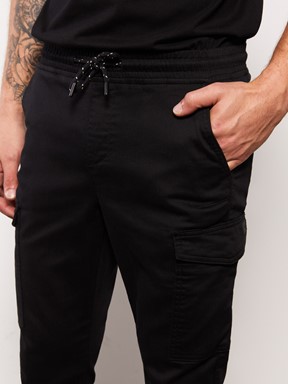 Slim Fit Erkek Kargo Pantolon SİYAH