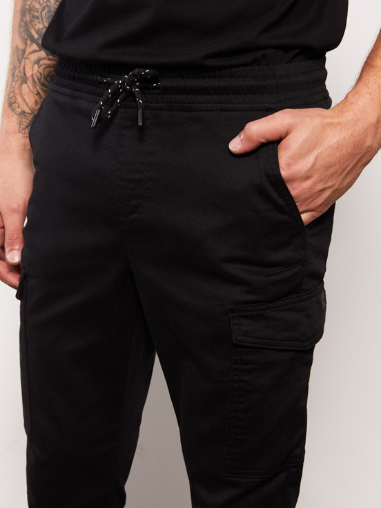 Slim Fit Erkek Kargo Pantolon SİYAH
