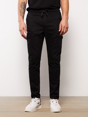 Slim Fit Erkek Kargo Pantolon SİYAH