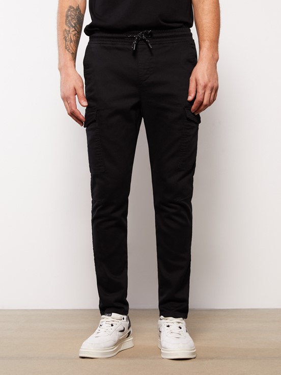 Slim Fit Erkek Kargo Pantolon SİYAH