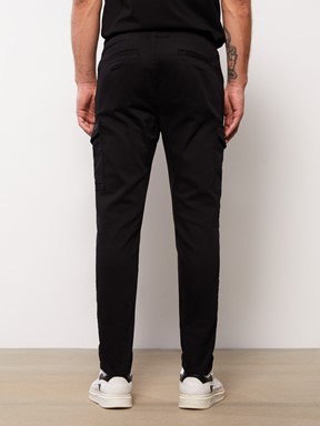 Slim Fit Erkek Kargo Pantolon SİYAH