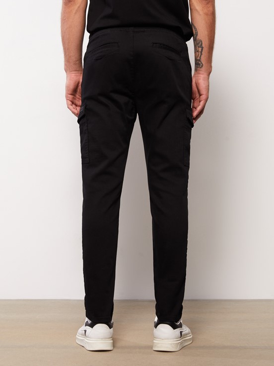 Slim Fit Erkek Kargo Pantolon SİYAH