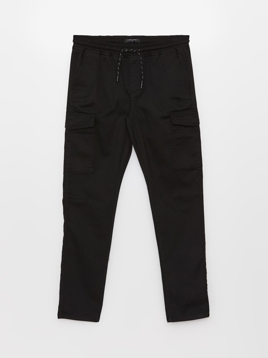 Slim Fit Erkek Kargo Pantolon SİYAH
