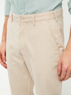 LCW CASUAL Standart Kalıp Keten Görünümlü Erkek Pantolon BEJ