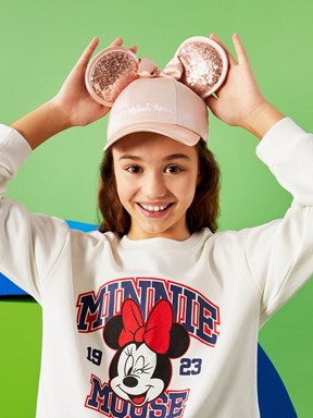 Minnie Mouse Lisanslı Saten Kız Çocuk Kep Şapka ALTIN GÜL