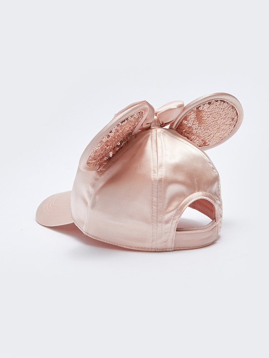 Minnie Mouse Lisanslı Saten Kız Çocuk Kep Şapka ALTIN GÜL