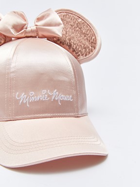 Minnie Mouse Lisanslı Saten Kız Çocuk Kep Şapka ALTIN GÜL