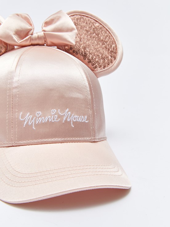 Minnie Mouse Lisanslı Saten Kız Çocuk Kep Şapka ALTIN GÜL
