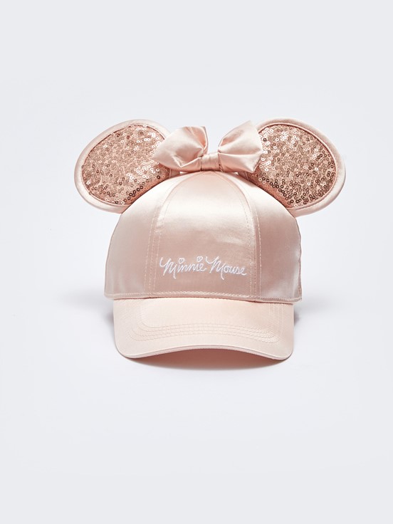 Minnie Mouse Lisanslı Saten Kız Çocuk Kep Şapka ALTIN GÜL