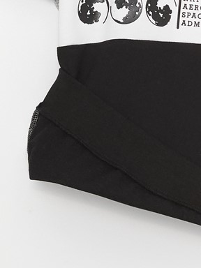 Bisiklet Yaka Nasa Baskılı Uzun Kollu Erkek Çocuk Sweatshirt GRİ MELANJ