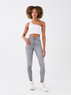 Süper Skinny Düz Kadın Jean Pantolon GRİ RODEO