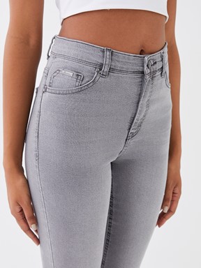Süper Skinny Düz Kadın Jean Pantolon GRİ RODEO