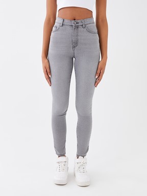 Süper Skinny Düz Kadın Jean Pantolon GRİ RODEO