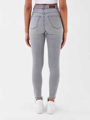 Süper Skinny Düz Kadın Jean Pantolon GRİ RODEO