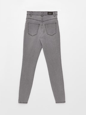 Süper Skinny Düz Kadın Jean Pantolon GRİ RODEO
