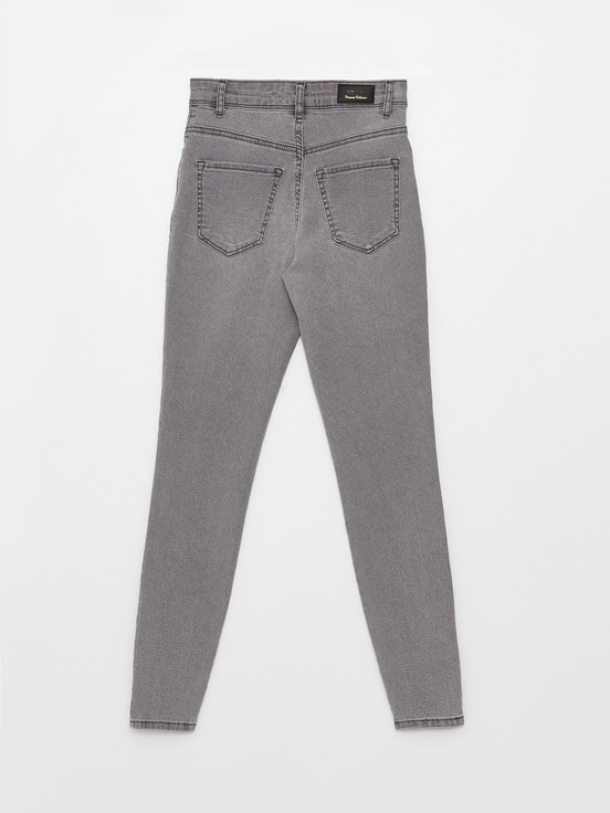 Süper Skinny Düz Kadın Jean Pantolon GRİ RODEO