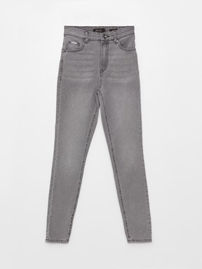 Süper Skinny Düz Kadın Jean Pantolon GRİ RODEO