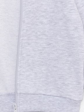 Bisiklet Yaka Uzun Kollu Nakış Detaylı Erkek Bebek Fermuarlı Sweatshirt KAR MELANJ