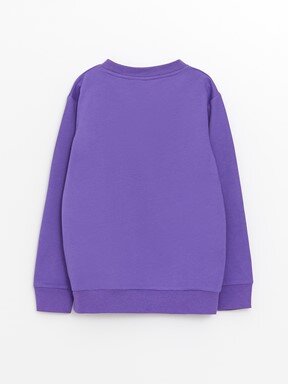 Bisiklet Yaka Mickey Mouse Baskılı Uzun Kollu Erkek Çocuk Sweatshirt AÇIK MOR