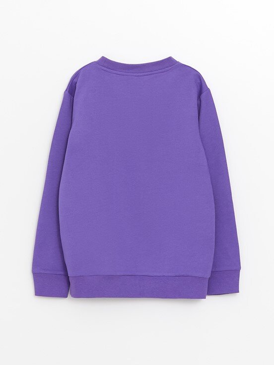 Bisiklet Yaka Mickey Mouse Baskılı Uzun Kollu Erkek Çocuk Sweatshirt AÇIK MOR