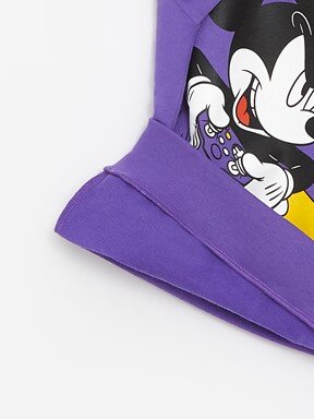 Bisiklet Yaka Mickey Mouse Baskılı Uzun Kollu Erkek Çocuk Sweatshirt AÇIK MOR