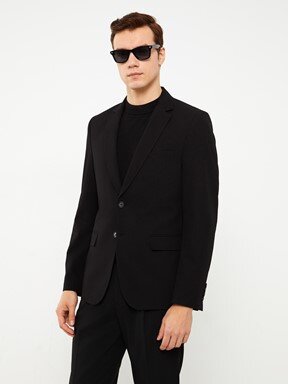 Dar Kalıp Erkek Blazer Ceket SİYAH