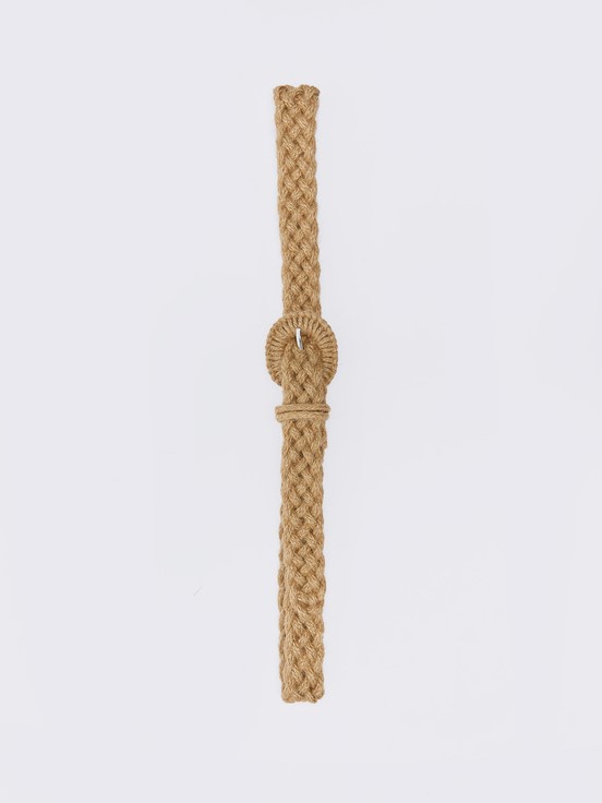 Örgü Desenli Kadın Hasır Kemer BEJ