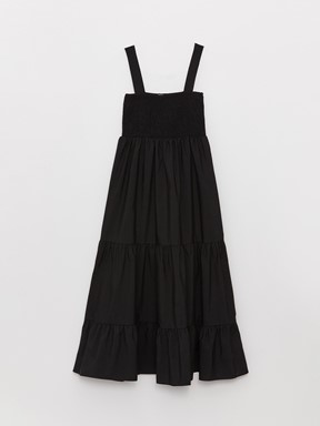 LCW CASUAL Kare Yaka Düz Askılı Poplin Kadın Elbise YENİ SİYAH