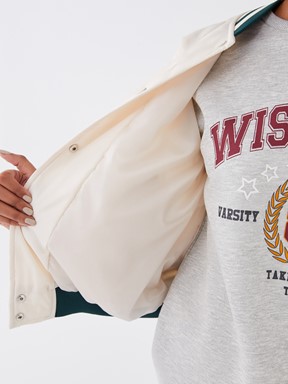 LCW CASUAL Kolej Yaka Nakışlı Uzun Kollu Kadın Mont EKRU