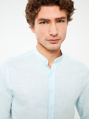 Regular Fit Uzun Kollu Poplin Erkek Gömlek PASTEL MAVİ
