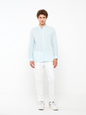 Regular Fit Uzun Kollu Poplin Erkek Gömlek PASTEL MAVİ