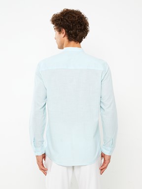 Regular Fit Uzun Kollu Poplin Erkek Gömlek PASTEL MAVİ