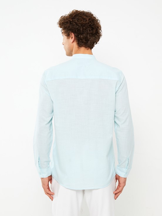 Regular Fit Uzun Kollu Poplin Erkek Gömlek PASTEL MAVİ