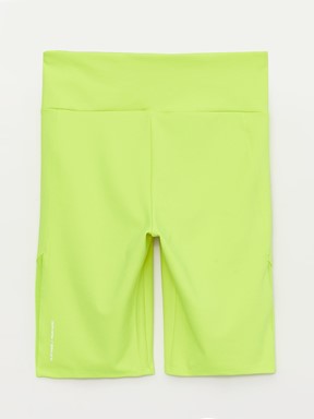 Kadın Beli Lastikli Baskılı Spor Tayt NEON YEŞİL