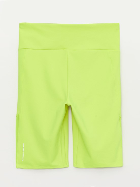 Kadın Beli Lastikli Baskılı Spor Tayt NEON YEŞİL