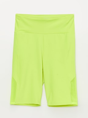 Kadın Beli Lastikli Baskılı Spor Tayt NEON YEŞİL