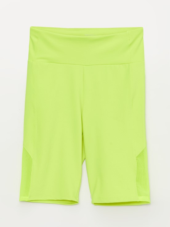 Kadın Beli Lastikli Baskılı Spor Tayt NEON YEŞİL
