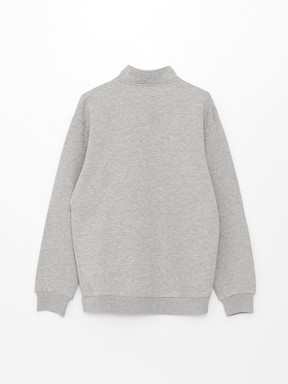 LCW CASUAL Dik Yaka Uzun Kollu Baskılı Erkek Sweatshirt GRİ MELANJ