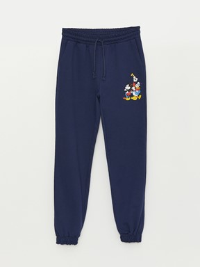 Kadın Beli Lastikli Mickey Mouse ve Arkadaşları Baskılı Eşofman Altı LACİVERT